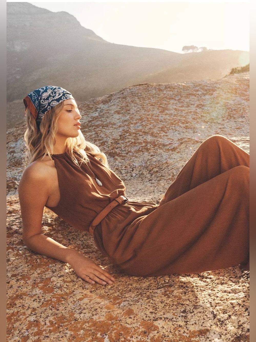 Apricot 🍑 - Halter Neck Rope Belt Jumpsuit - Picture 3 of 8